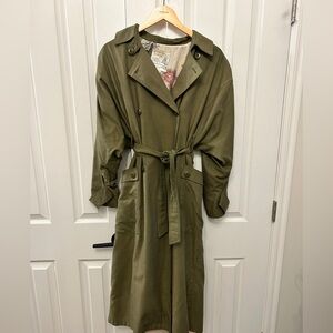Vintage London Towne Olive Green Trench Coat 5/6M | Belted Long Classic